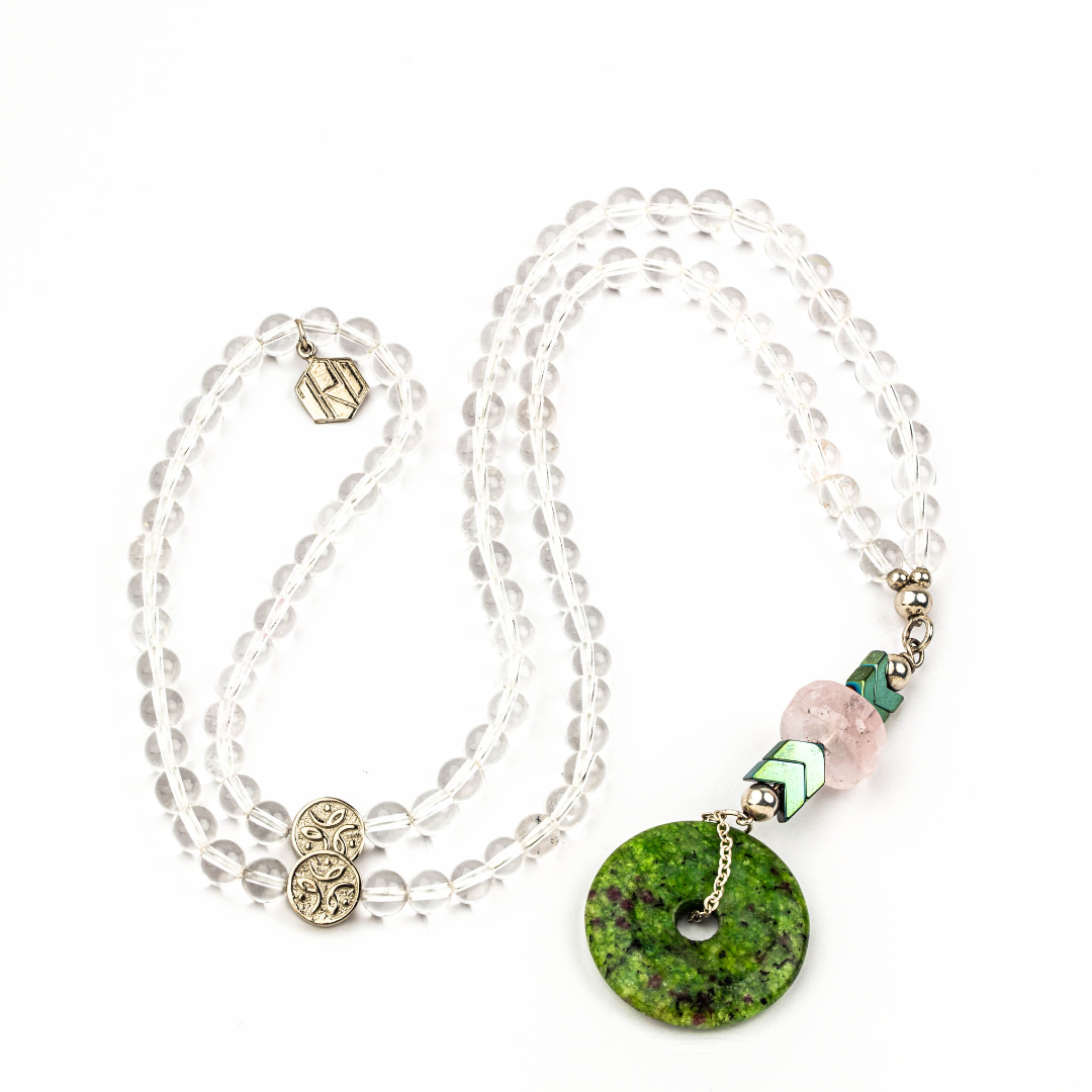 Clear quartz with jade necklace