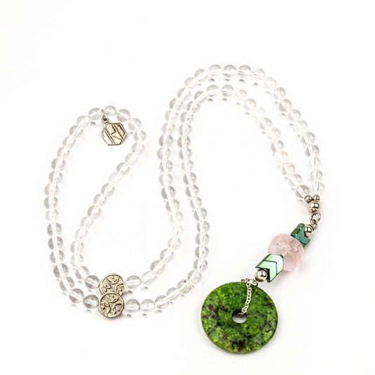 Clear quartz with jade necklace
