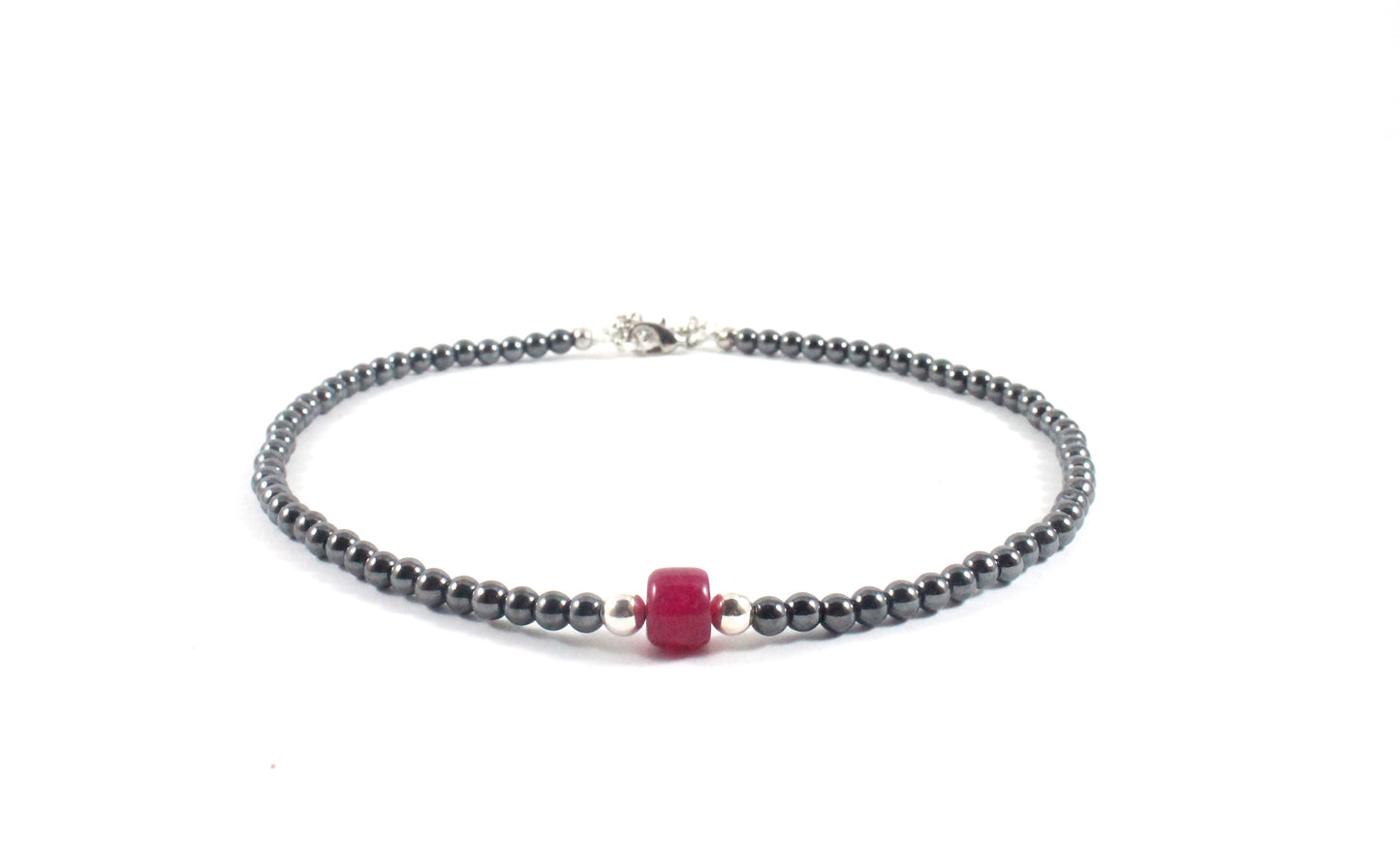 Hematite/Pink Jade Choker - Jane Collection -The Ricci District
