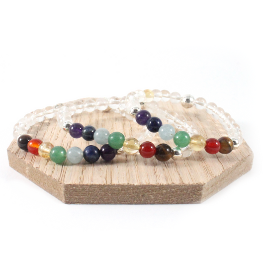 Clear Quartz w/Chakra Stones Bracelet - Chakra Collection -The Ricci District