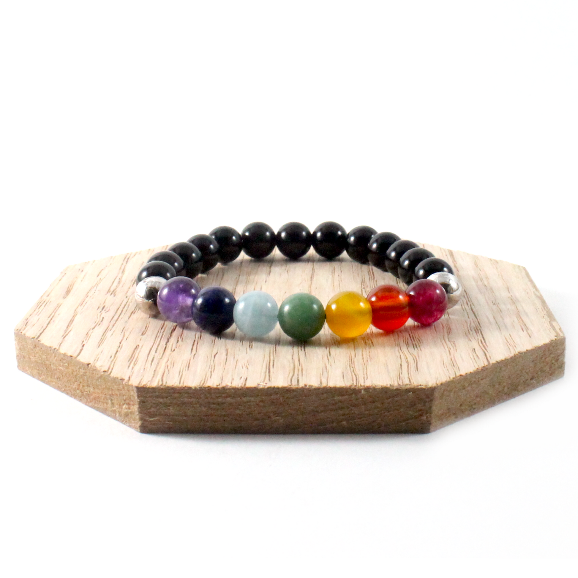 Onyx w/Chakra Stones Bracelet - Chakra Collection -The Ricci District