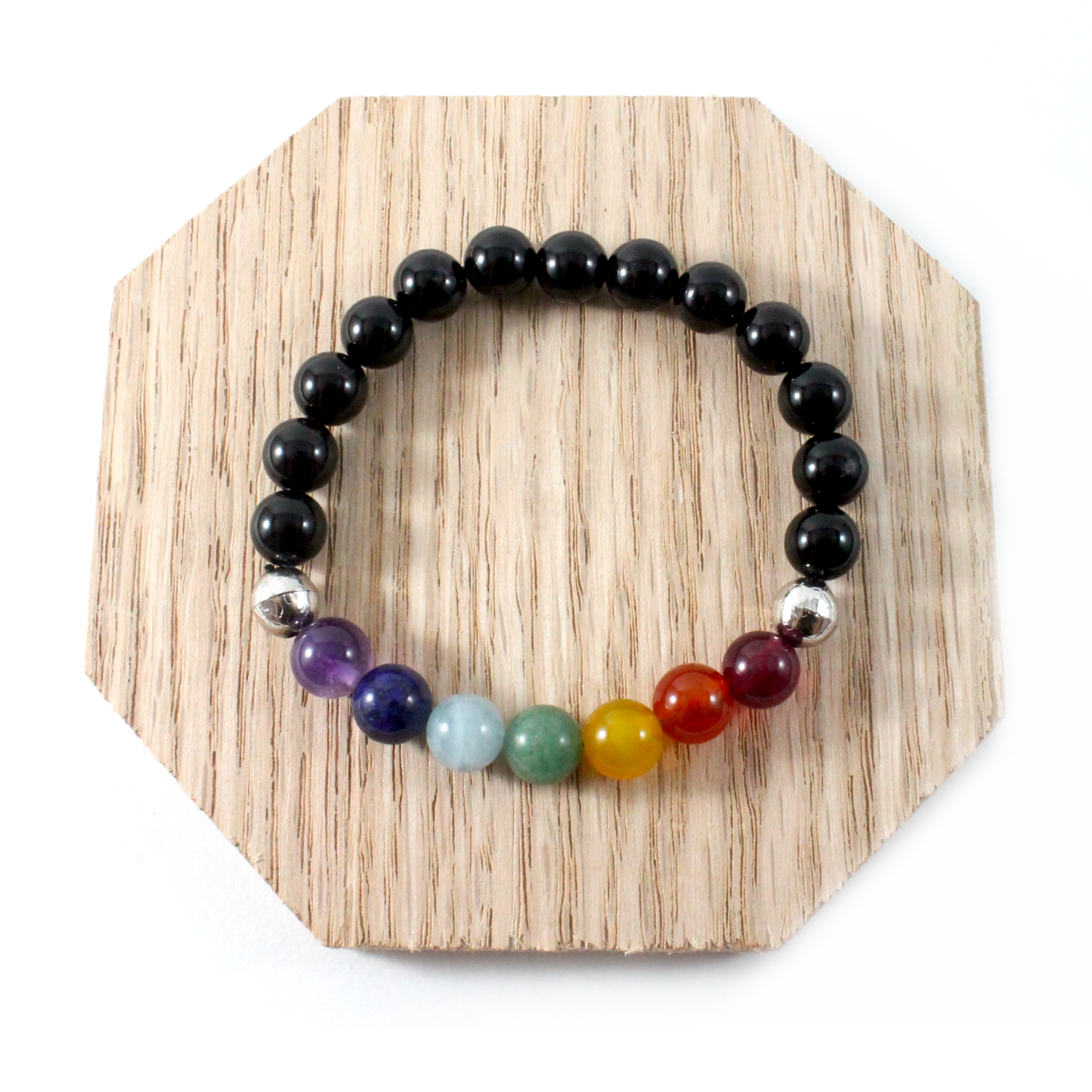 Onyx w/Chakra Stones Bracelet - Chakra Collection -The Ricci District
