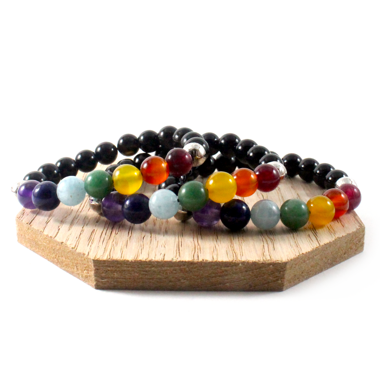 Onyx w/Chakra Stones Bracelet - Chakra Collection -The Ricci District