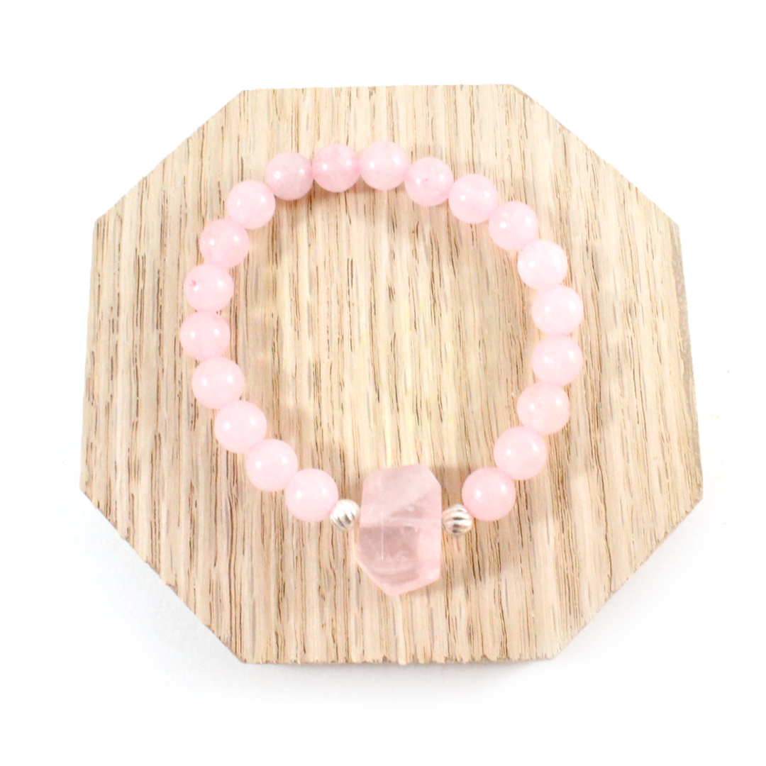 Rose Quartz w/ Raw Crystal Bracelet -The Ricci District