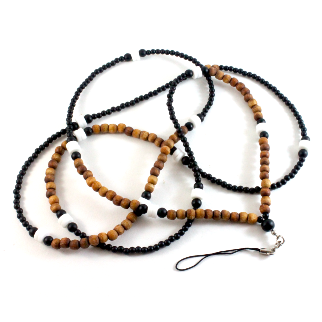 Onyx with Wood beads - Phone Chain-The Ricci District
