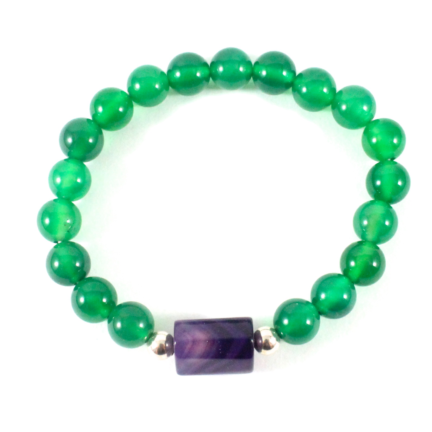 Green Agate w/ Amethyst Bracelet - Lotus Collection -The Ricci District