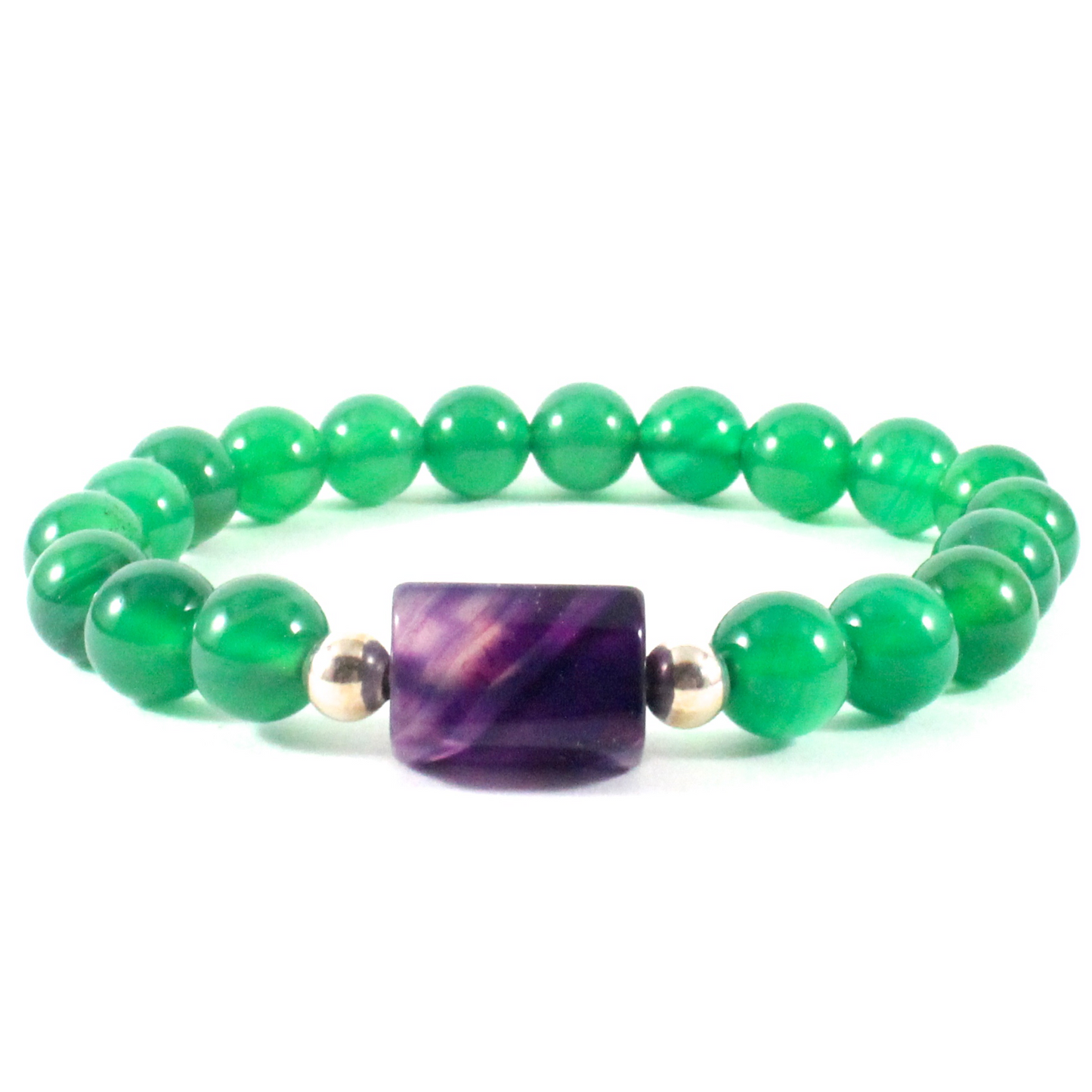 Green Agate w/ Amethyst Bracelet - Lotus Collection -The Ricci District