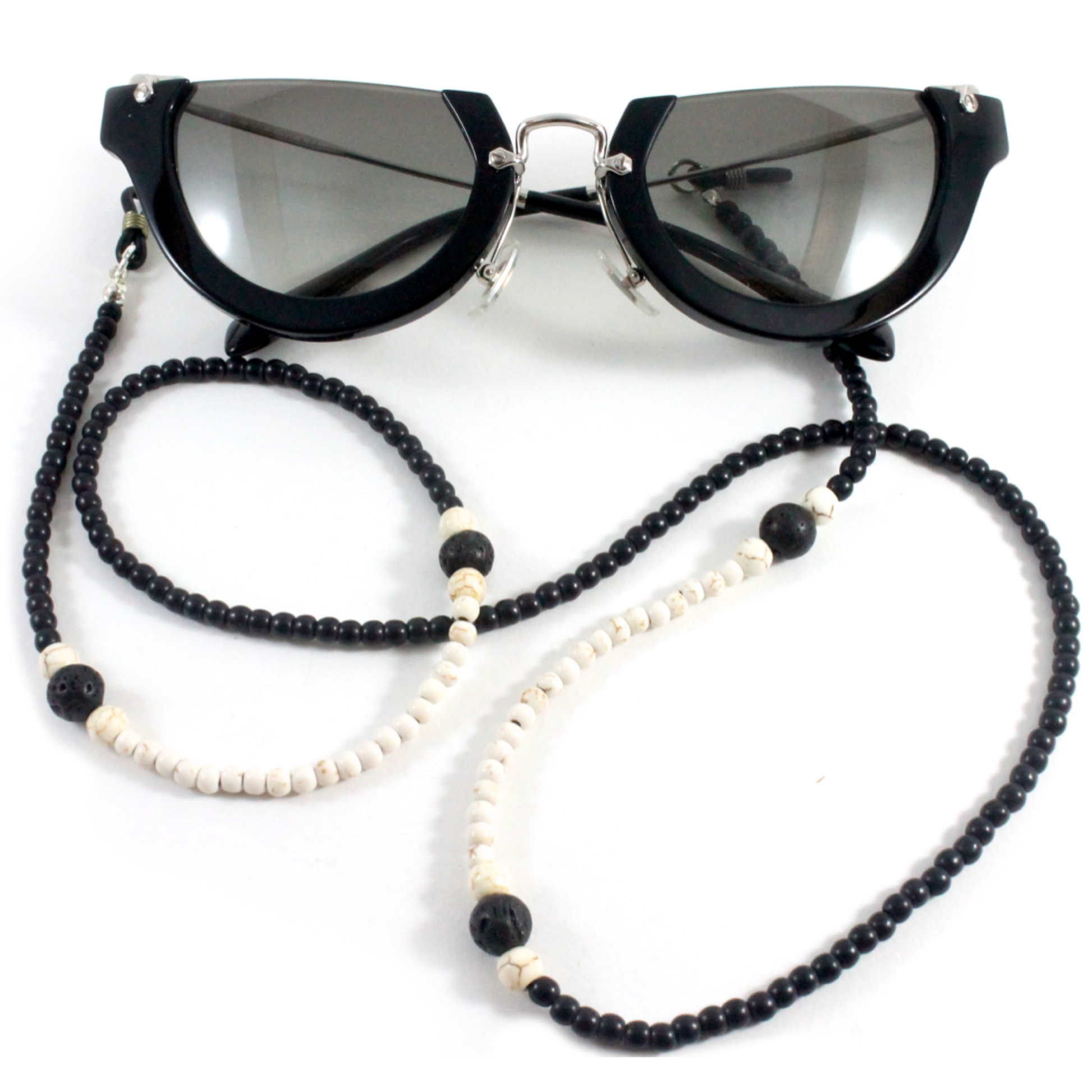 Matte Onyx w/ Howlite - Eyewear Chain-The Ricci District
