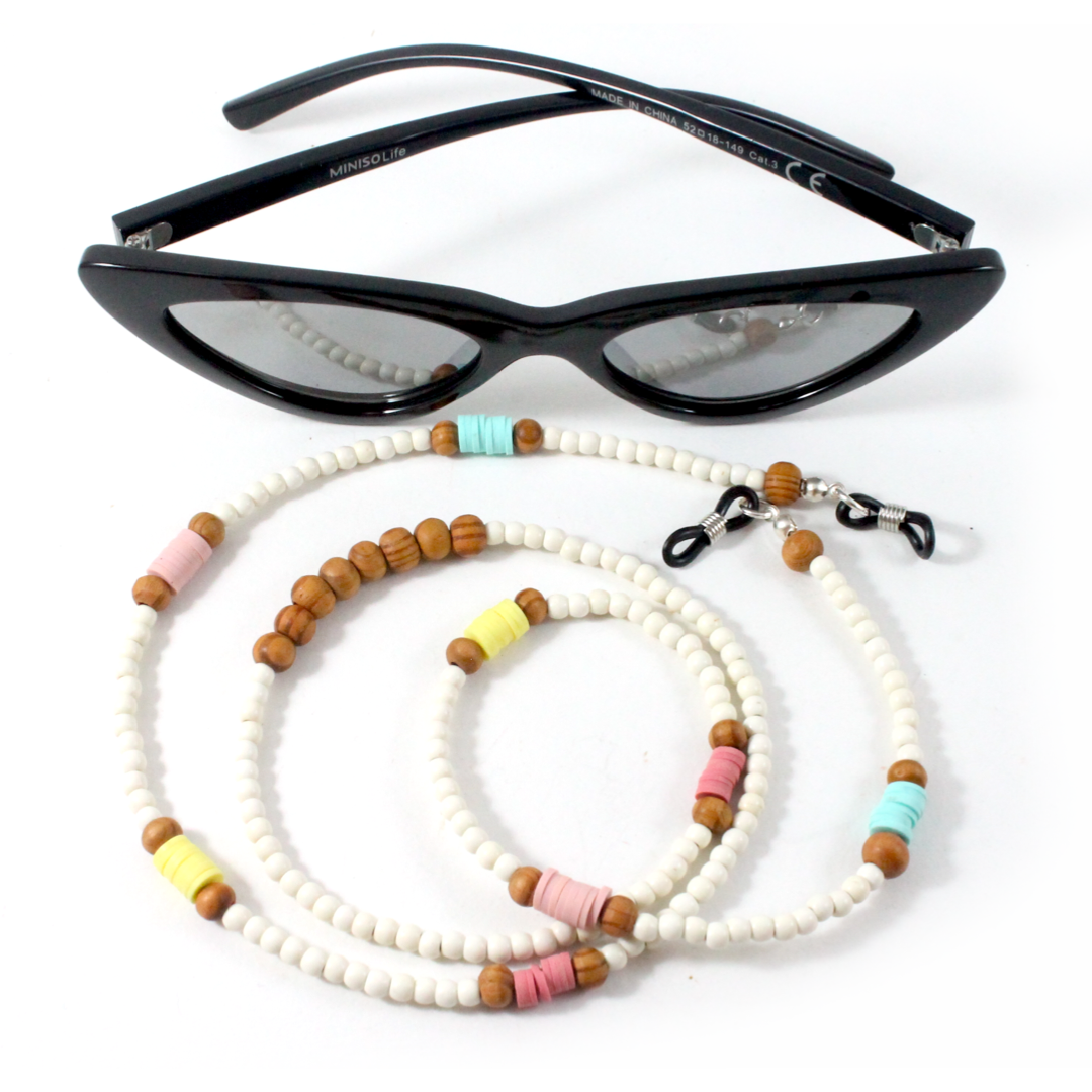 Howlite w/ Wood Beads - Women's Eyewear Chain-The Ricci District