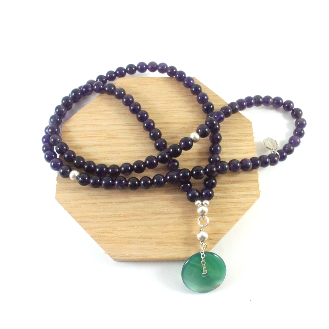 amethyst and agate silver necklace