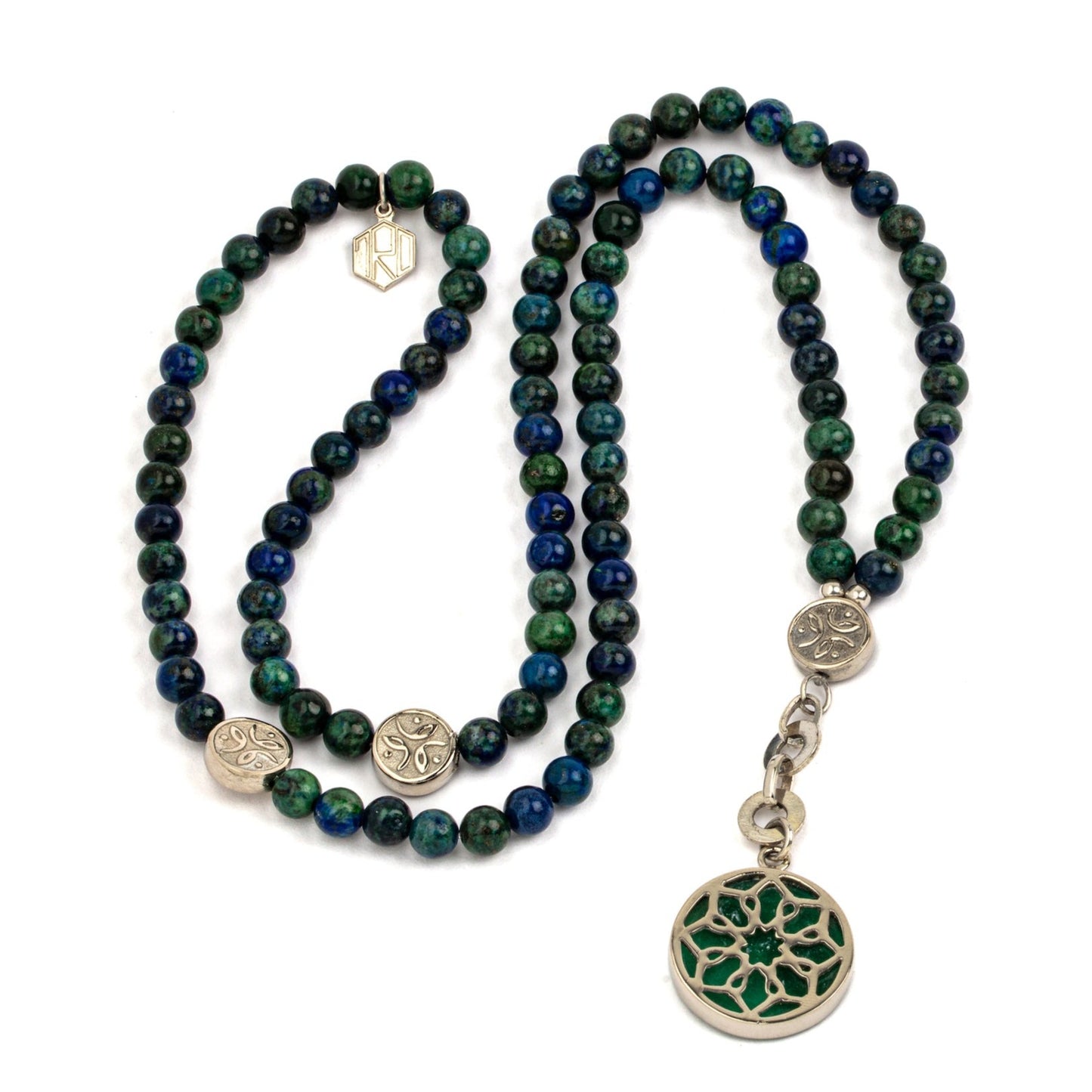 azurite necklace with sterling silver