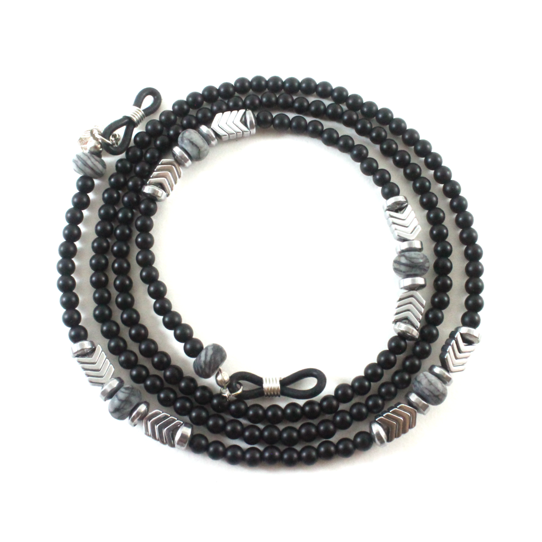 onyx and hematite sunglasses chain