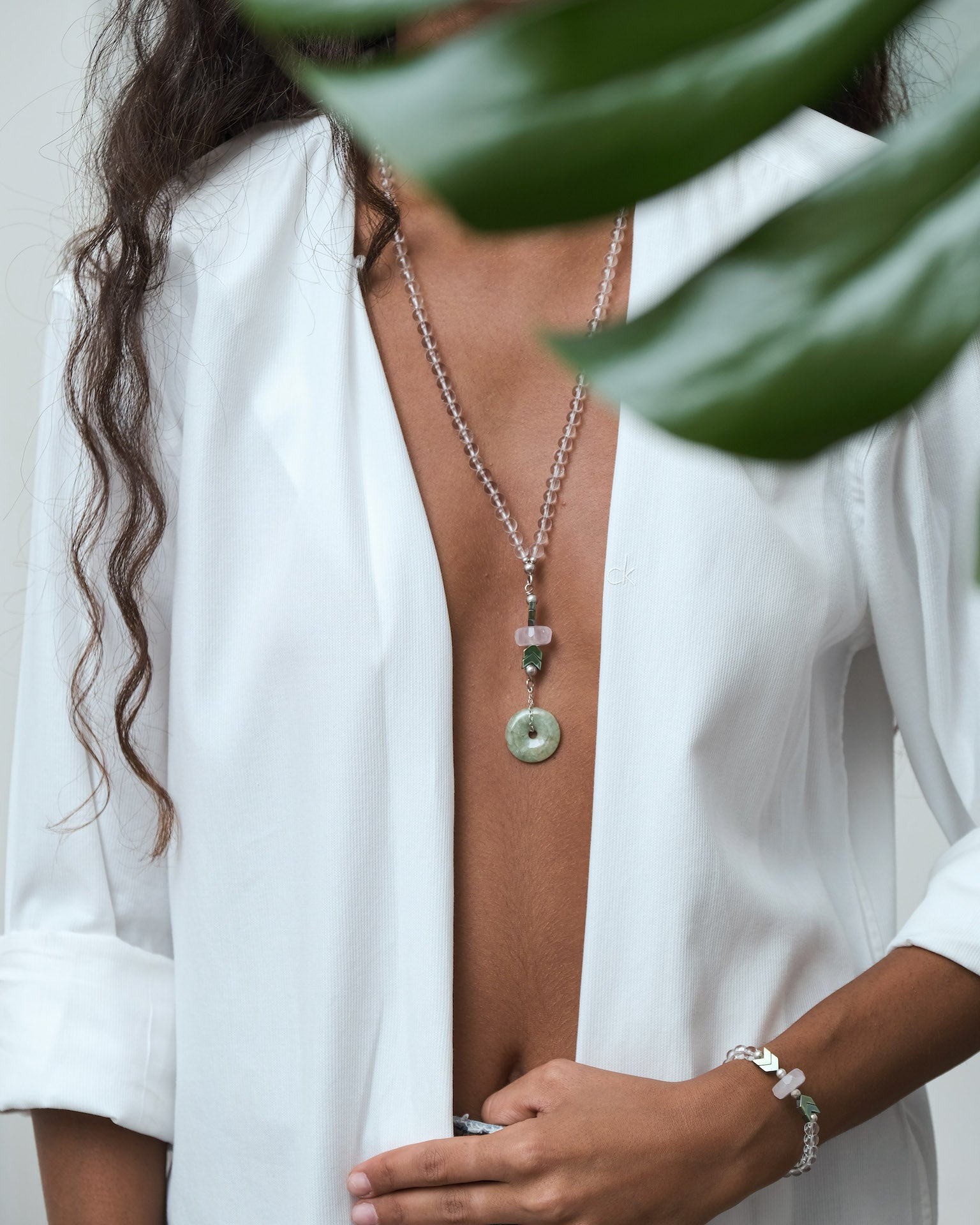 clear quartz jewelry set