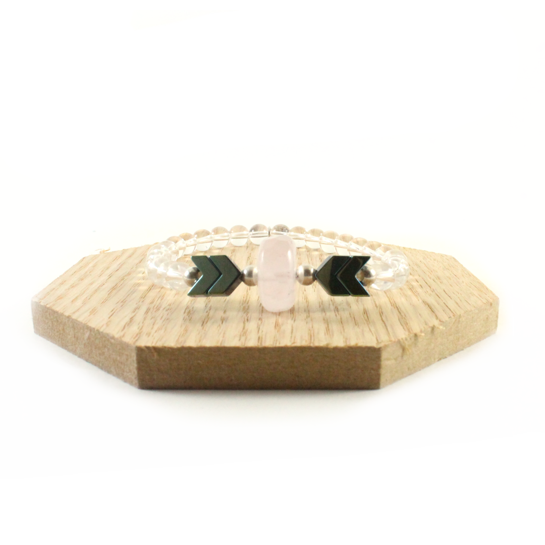 clear quartz and rose quartz bracelet