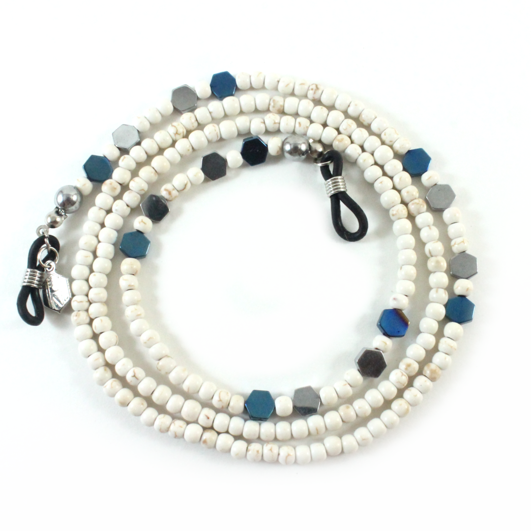 howlite with hematite eyewear strap