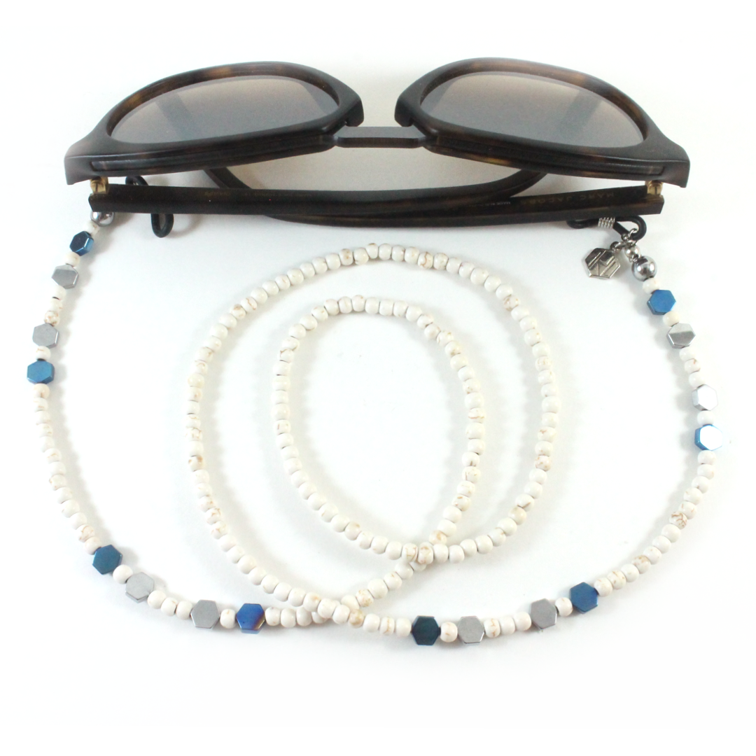 white howlite with hematite sunglasses chain