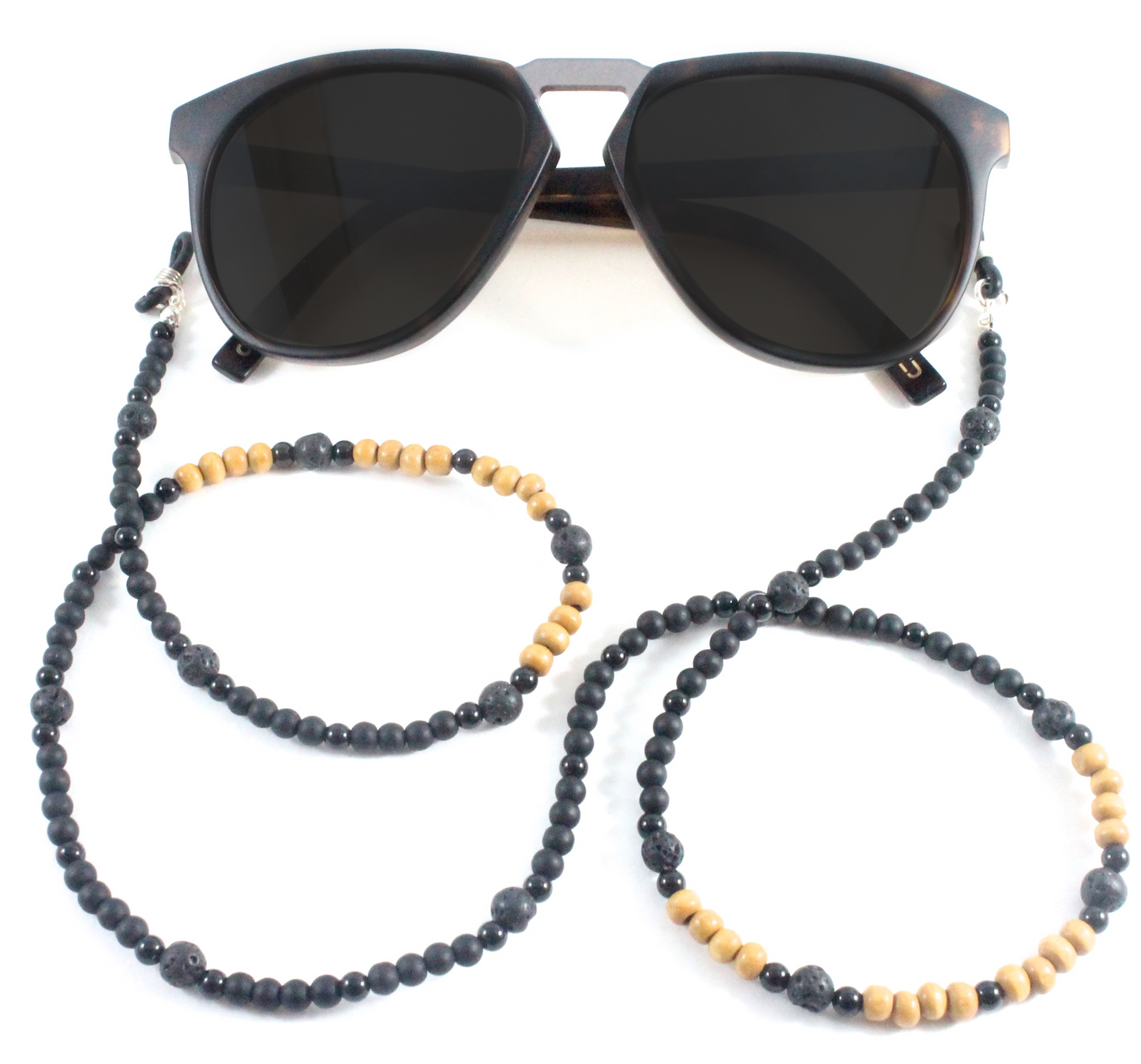 Onyx w/ wood beads - Men's Eyewear Chain-The Ricci District