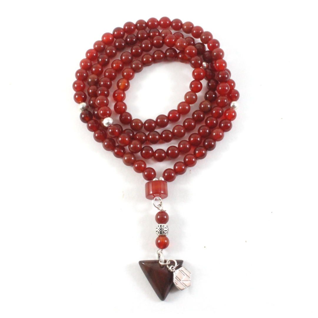 3-in-1 Orange Agate Necklace/Bracelet/Prayer beads -The Ricci District