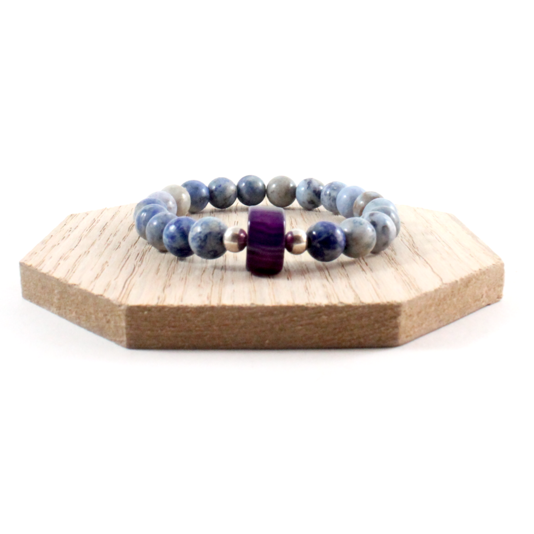Blue jasper with purple agate center Bracelet -The Ricci District