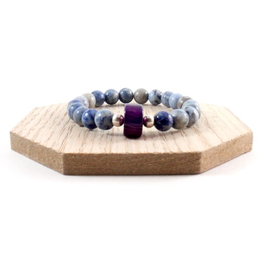 Blue jasper with purple agate center Bracelet -The Ricci District
