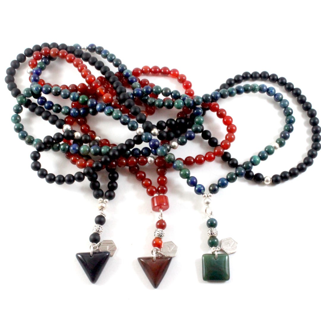3-in-1 Orange Agate Necklace/Bracelet/Prayer beads -The Ricci District