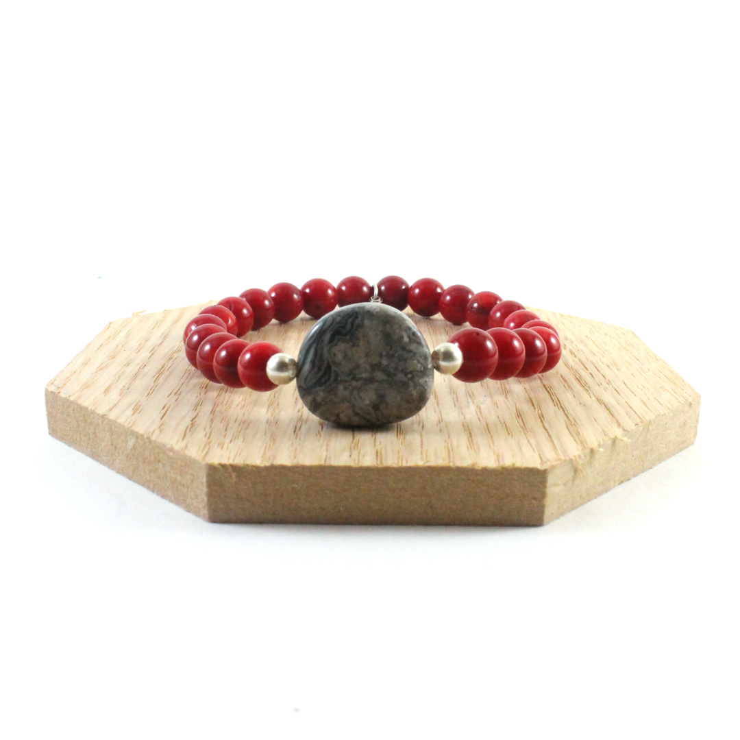 coral and jasper bracelets