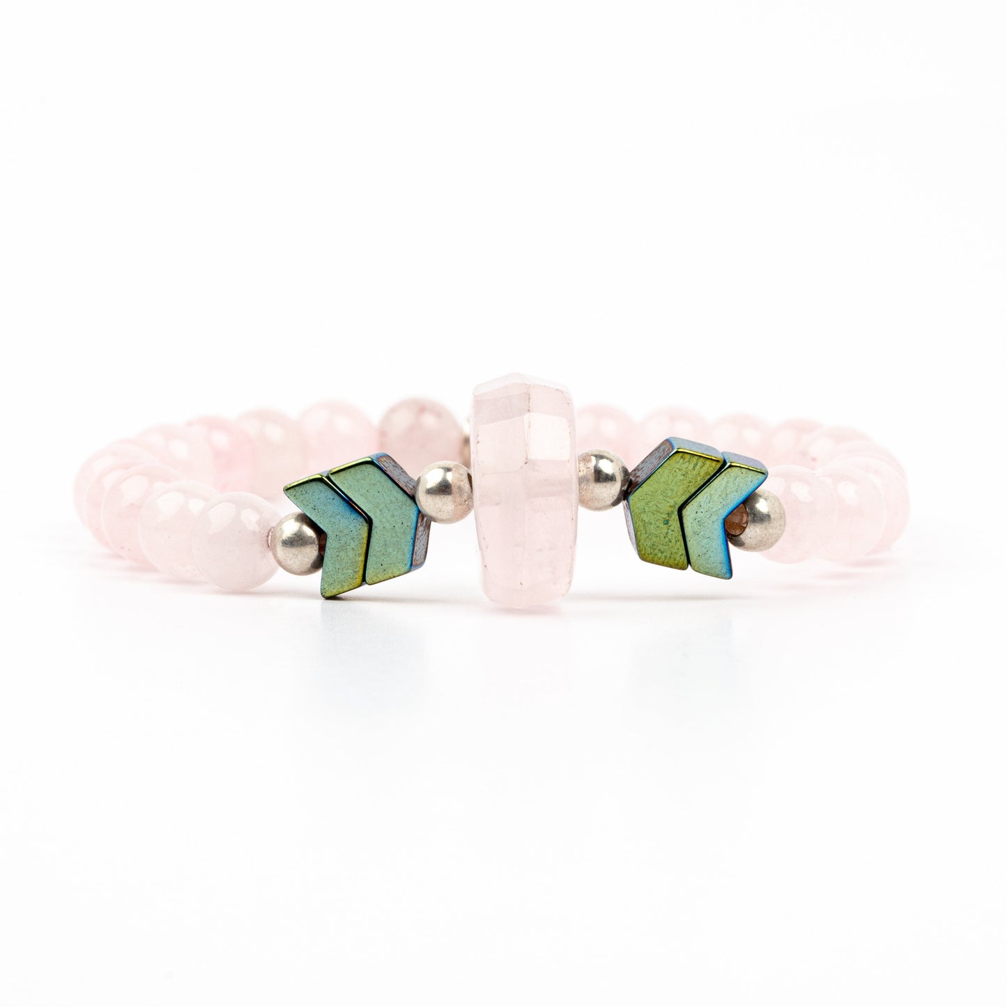 rose quartz bracelet with hematite