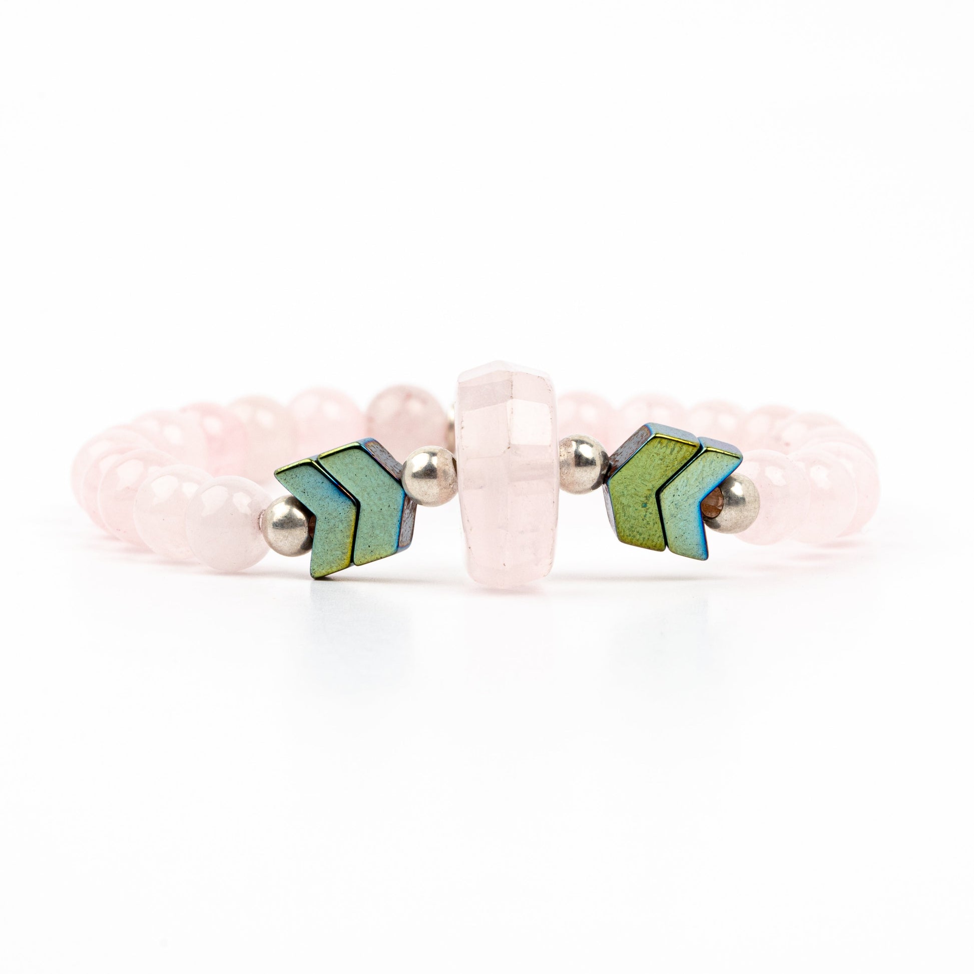 rose quartz bracelet with hematite