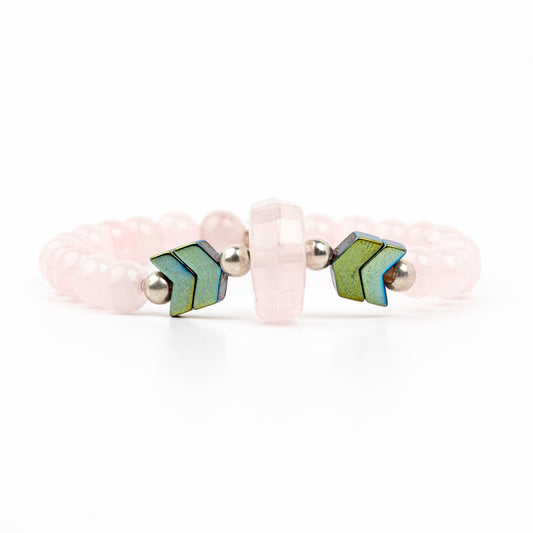 rose quartz bracelet with hematite