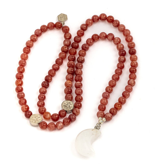 Sunstone with Clear Quartz Moon Necklace | Luna Collection