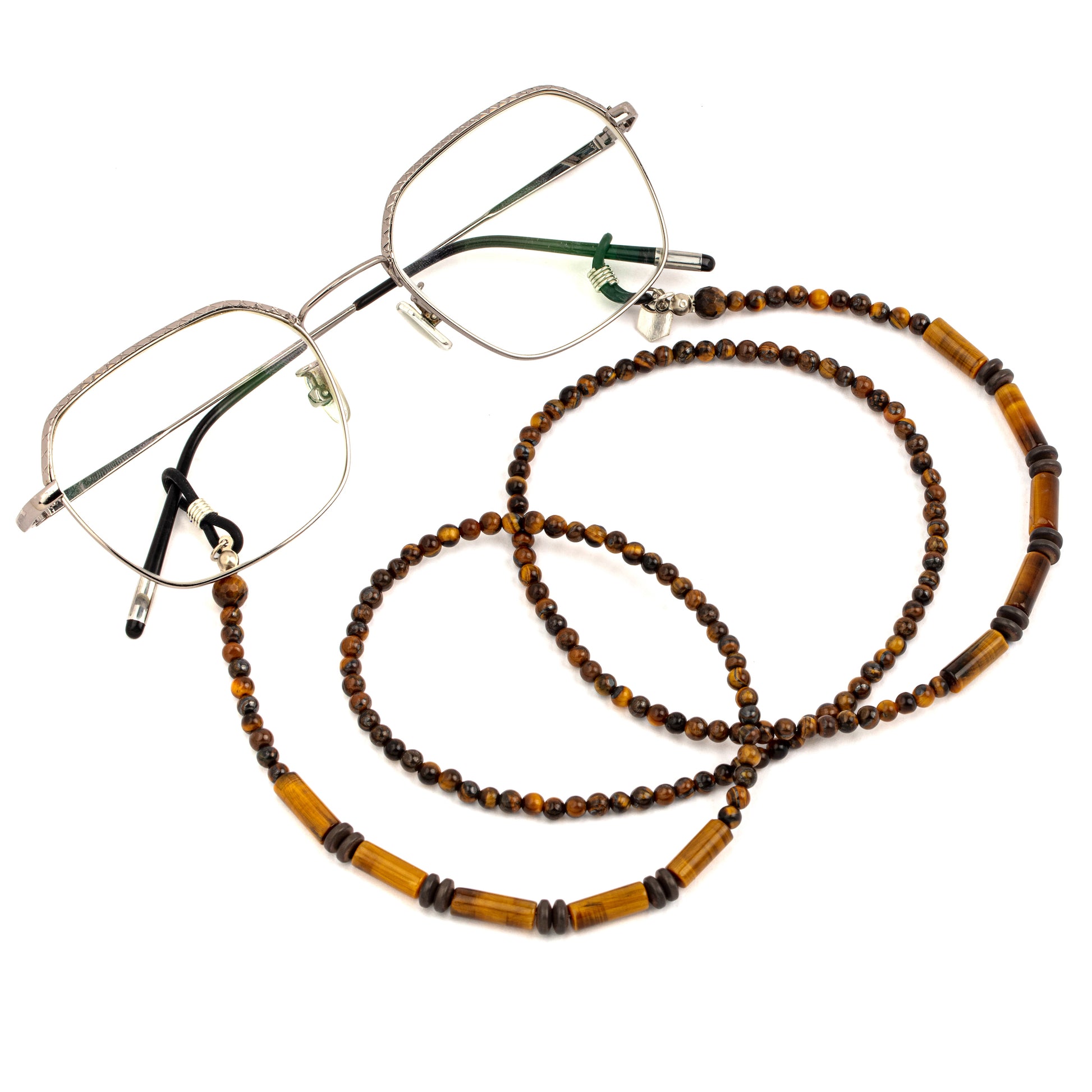 tigers eye beaded glasses chain