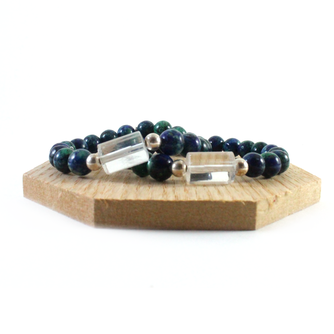 Azurite with Clear Quartz Bracelet