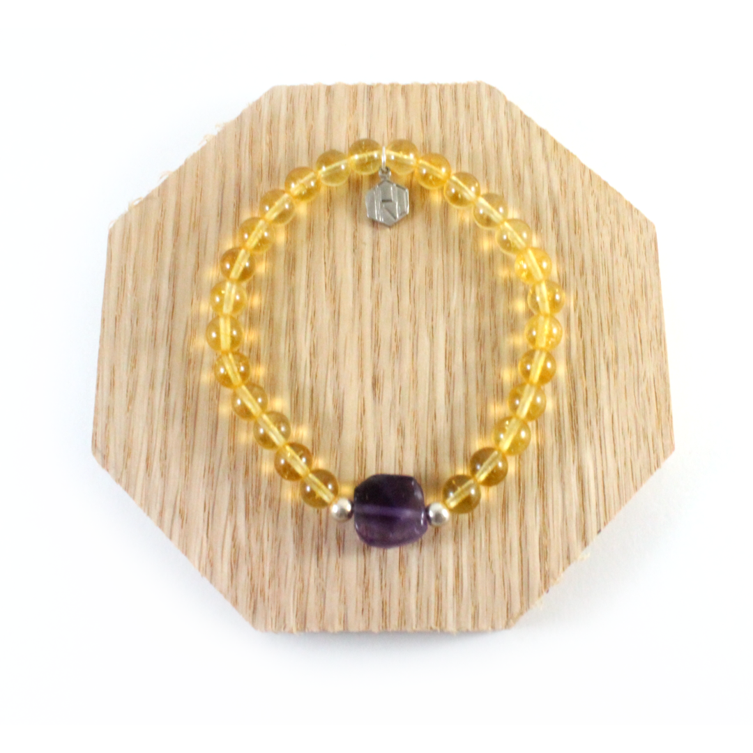 amethyst center with citrine beads bracelet