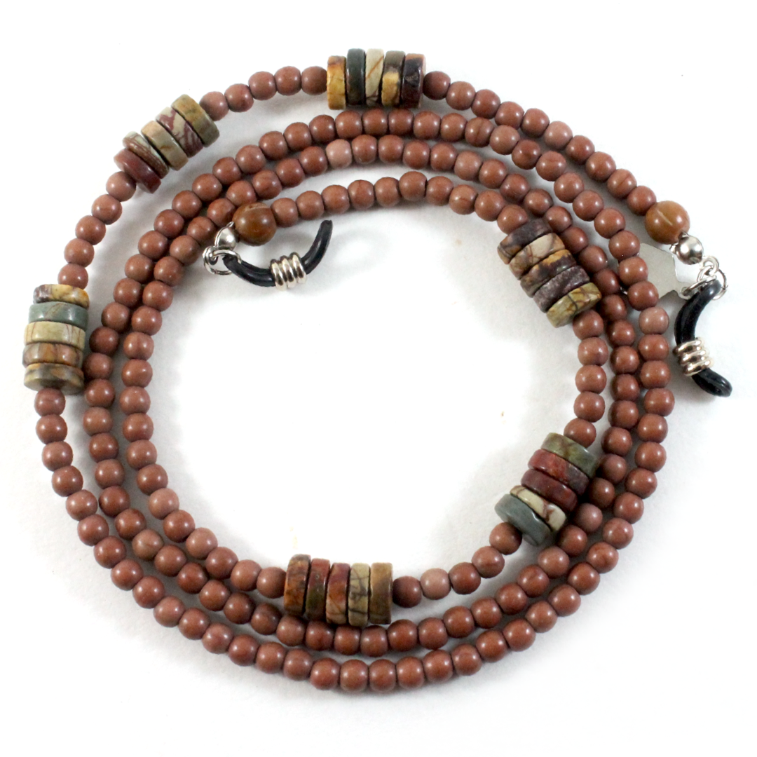 Brown Agate w/ Wood Beads- Eyewear Chain-Eyewear Accessories-TheRicciDistrict