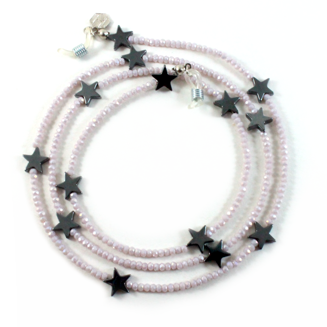 Pink Crystals w/ Silver Stars - Women's Eyewear Chain-Eyewear Accessories-TheRicciDistrict