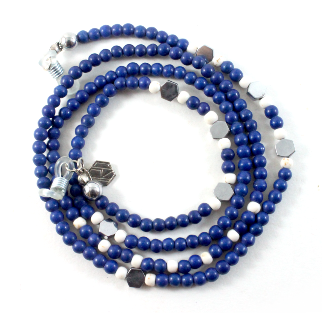Blue Agate w/ 925 Sterling Silver - Eyewear Chain-Eyewear Accessories-TheRicciDistrict