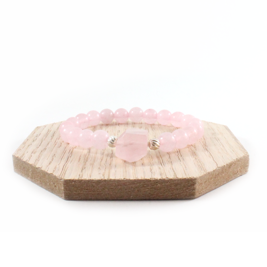 Rose Quartz w/ Raw Crystal Bracelet -The Ricci District