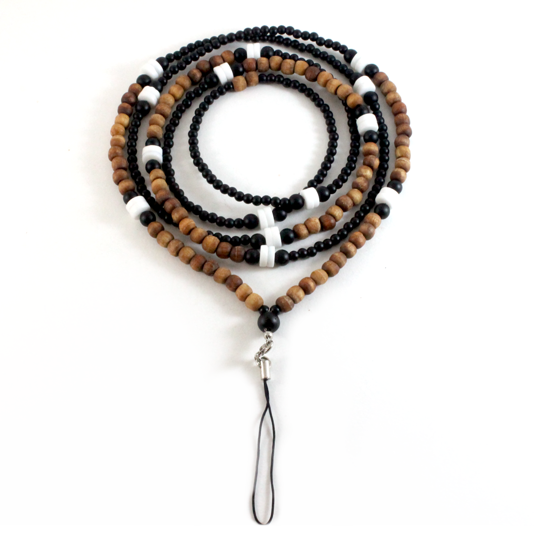 Onyx with Wood beads - Phone Chain-The Ricci District