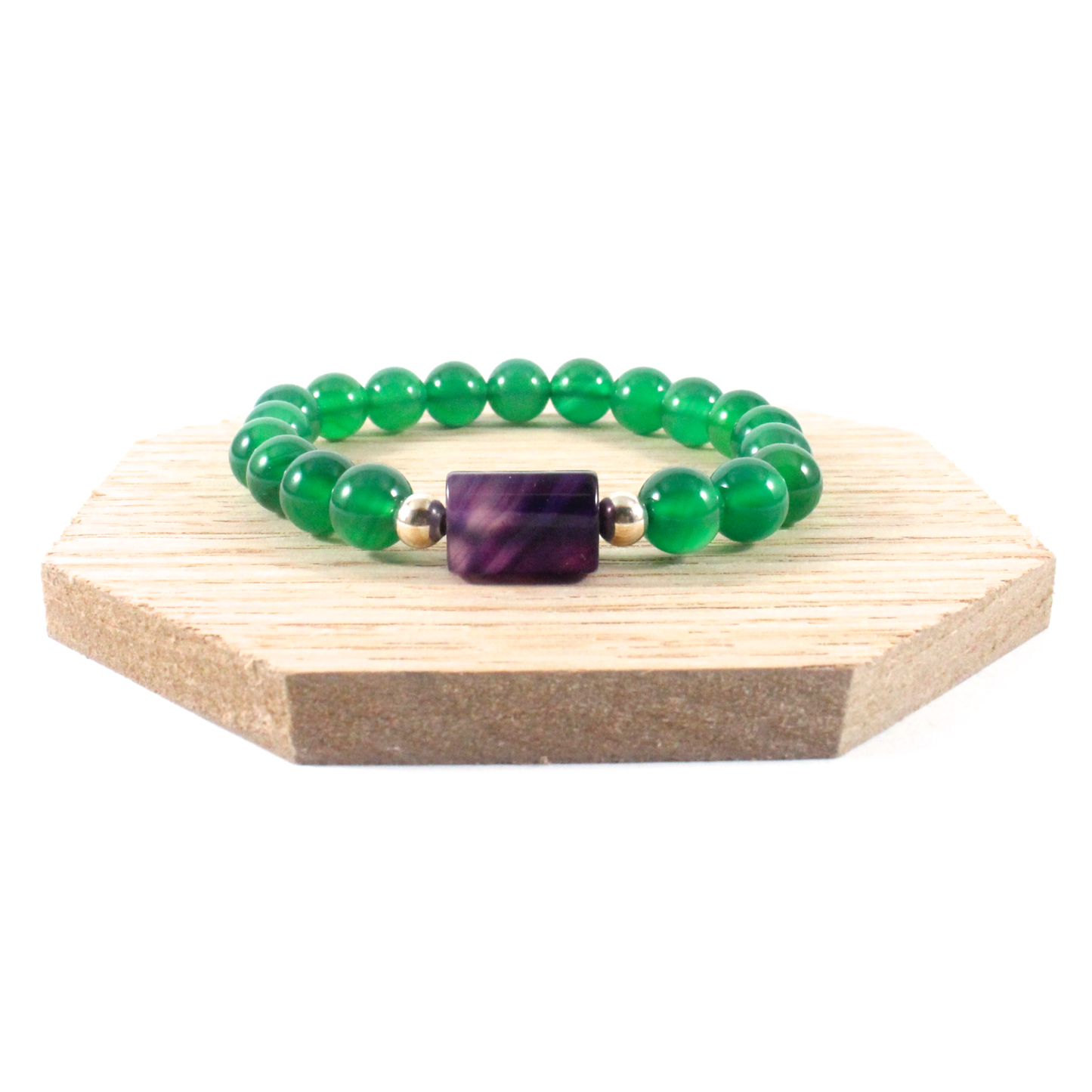 Green Agate w/ Amethyst Bracelet - Lotus Collection -The Ricci District