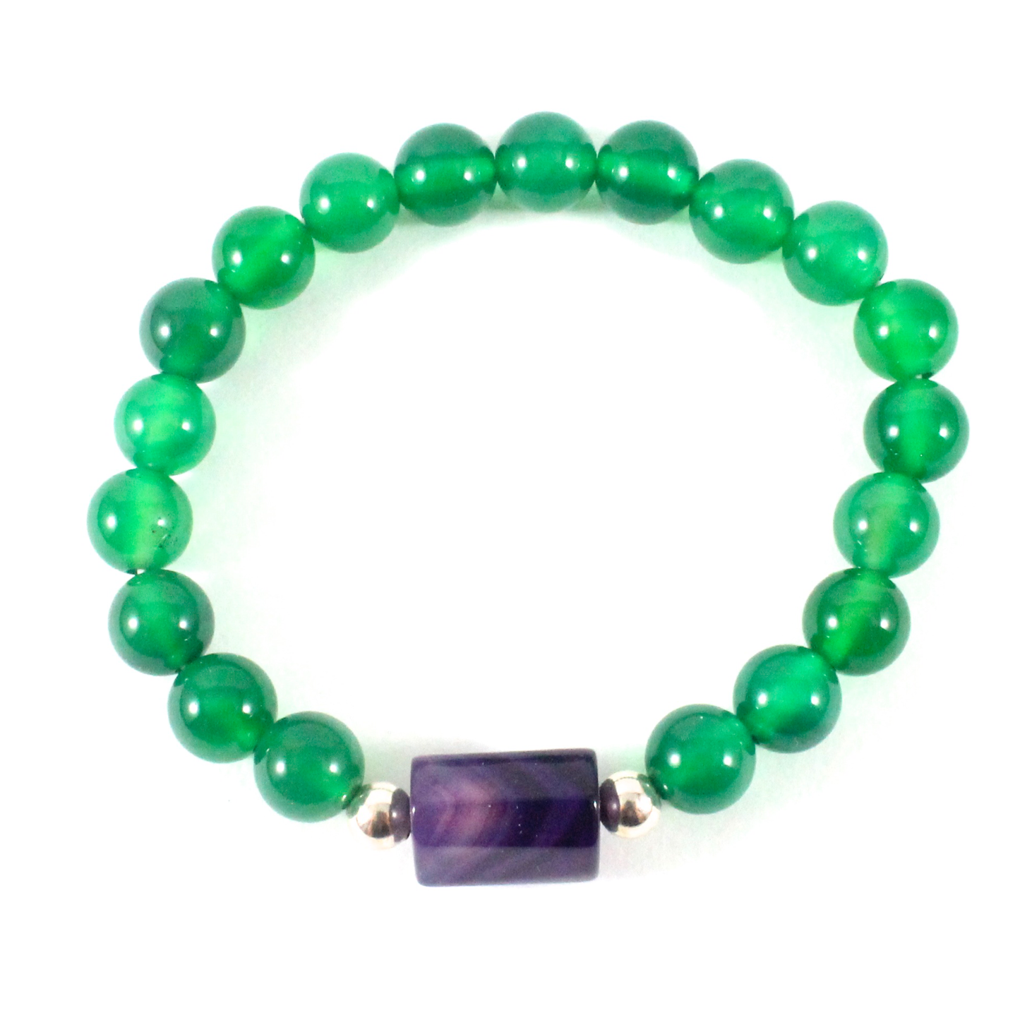 Green Agate w/ Amethyst Bracelet - Lotus Collection -The Ricci District