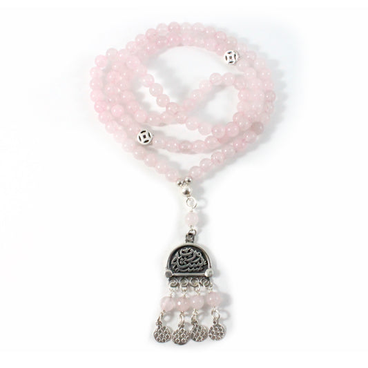 3-in-1 Rose Quartz Necklace/Bracelet/Prayer beads -The Ricci District