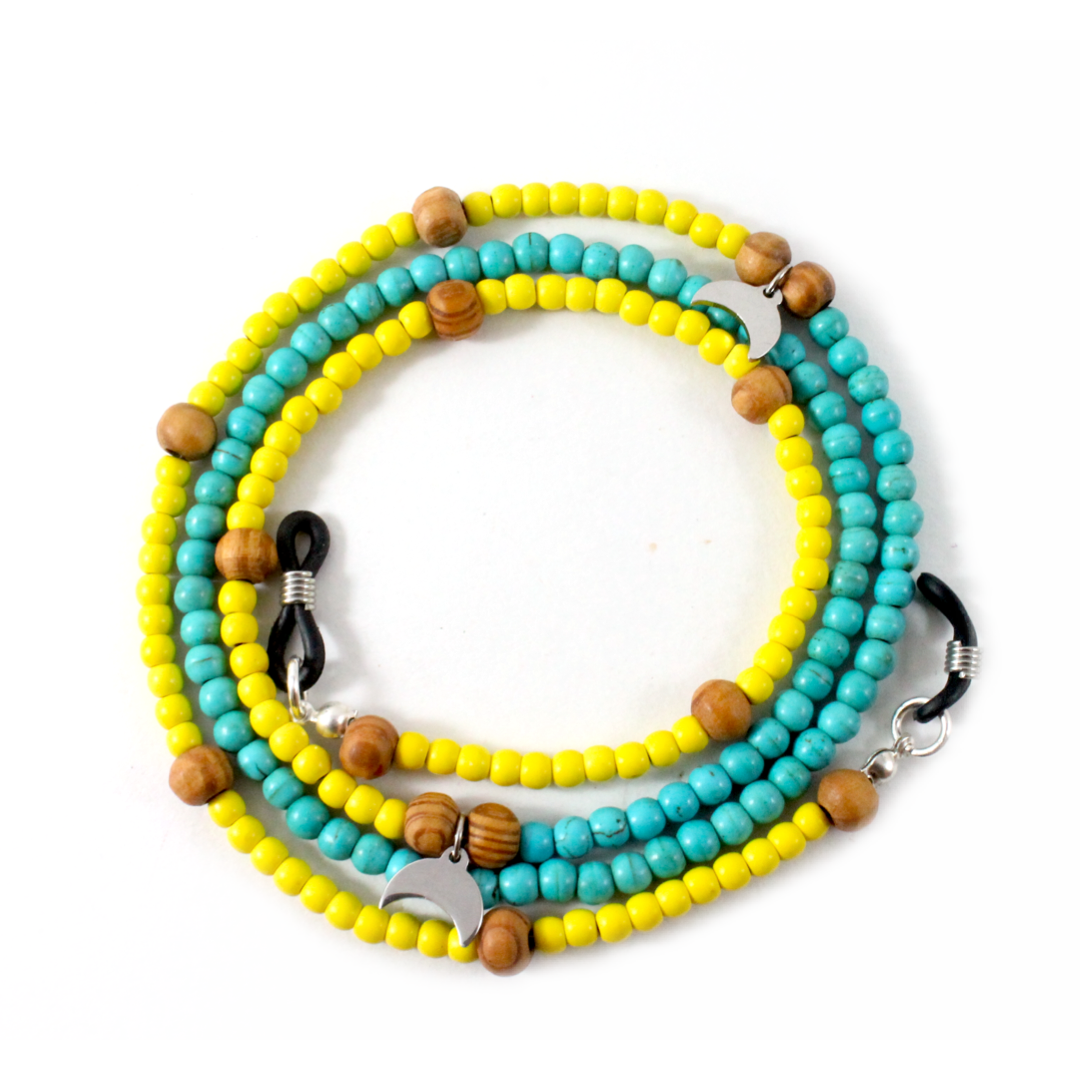 Turquoise w/ Yellow Agate & 925 Sterling Silver - Eyewear Chain-The Ricci District