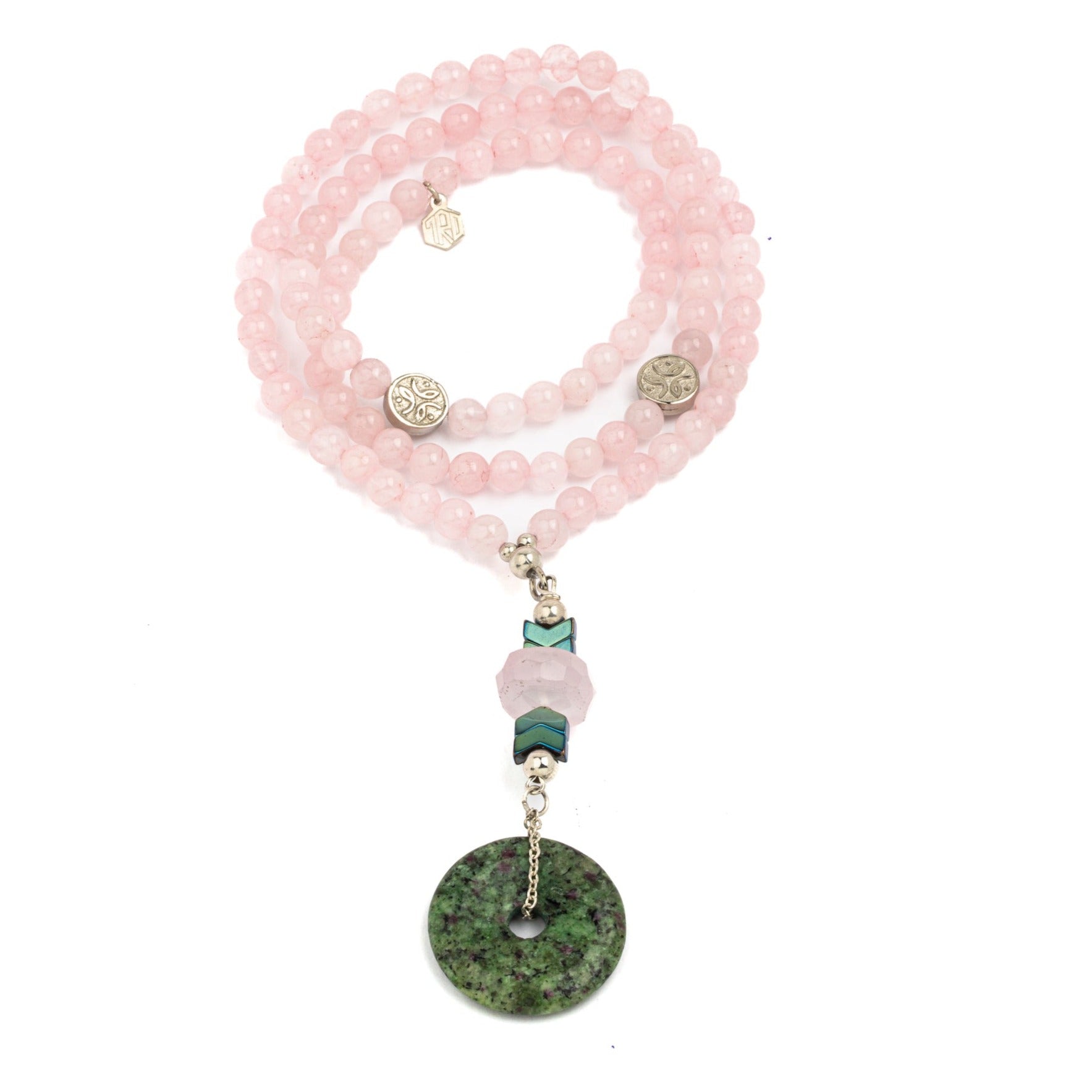 rose quartz and jade necklace