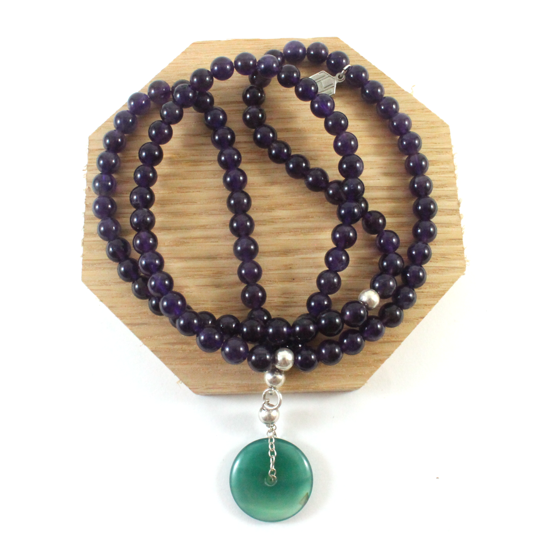 Amethyst and green agate necklace