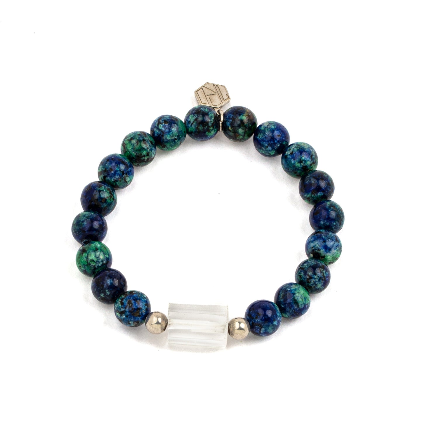 azurite stone bracelet with clear quartz