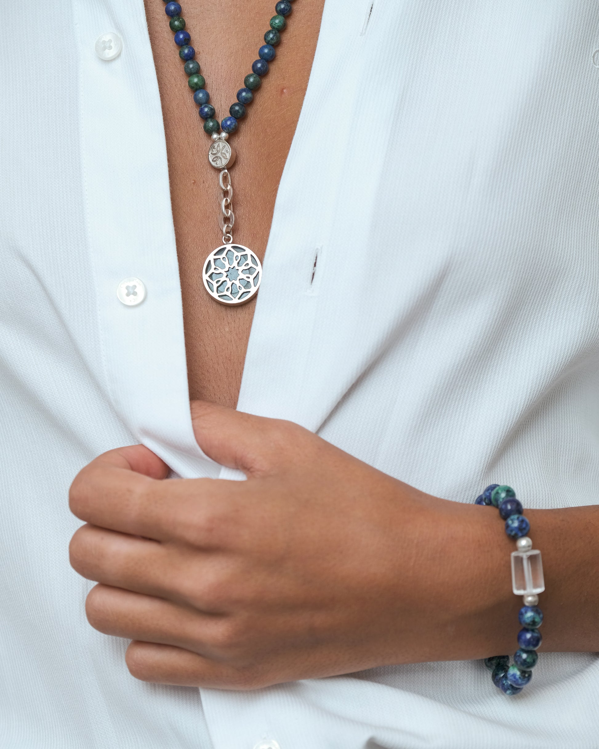 azurite necklace and bracelet set