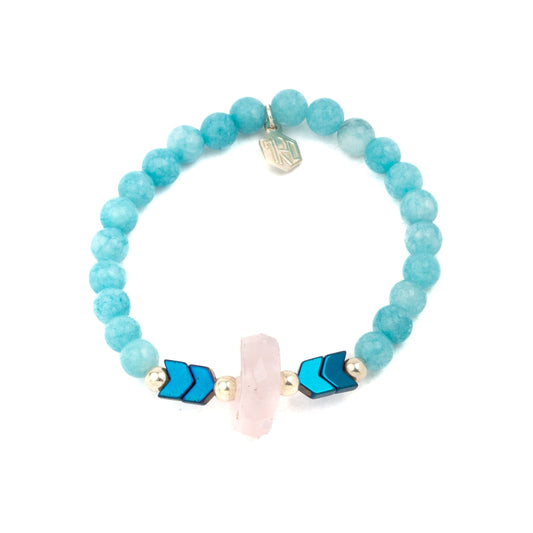 blue agate rose quartz bracelet
