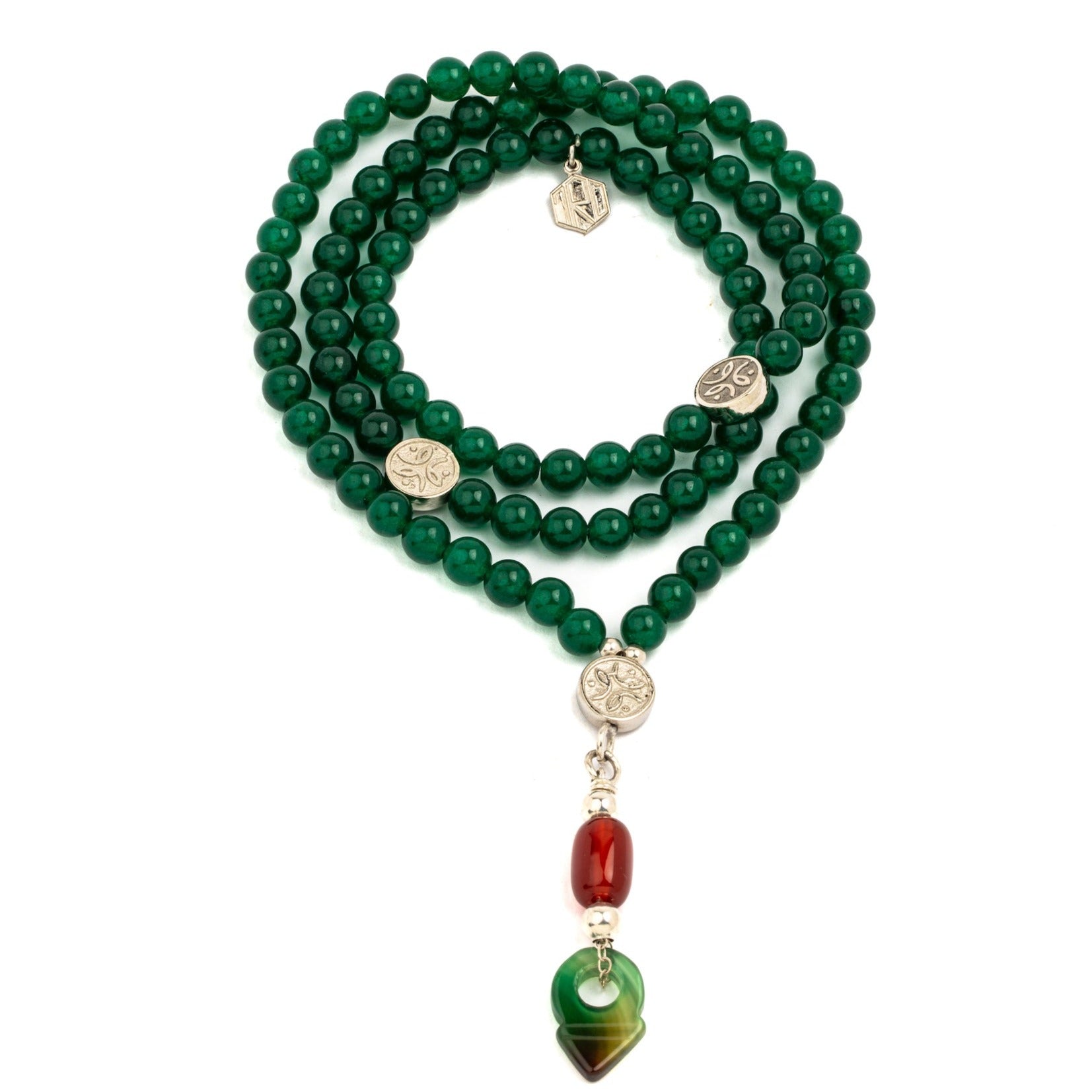 green agate necklace with brown jade