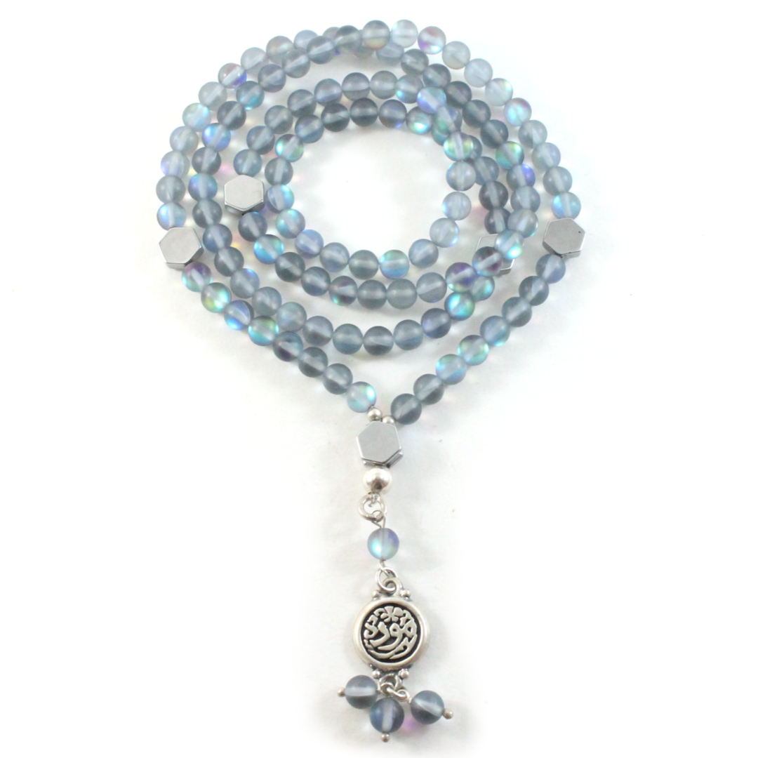 3-in-1 Rainbow Moonstone Necklace/Bracelet/Prayerbeads-Necklace-TheRicciDistrict