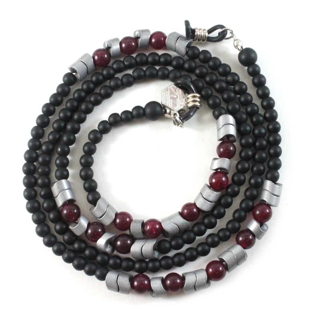 Matte Onyx w/ Maroon Agate - Eyewear Chain-Eyewear Accessories-TheRicciDistrict